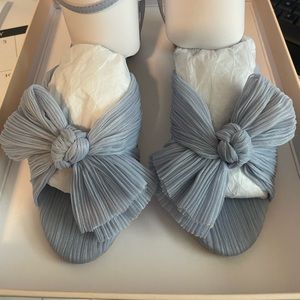 NWT Light Blue Loeffler Randall Dahlia Knot Mule with Ankle Strap